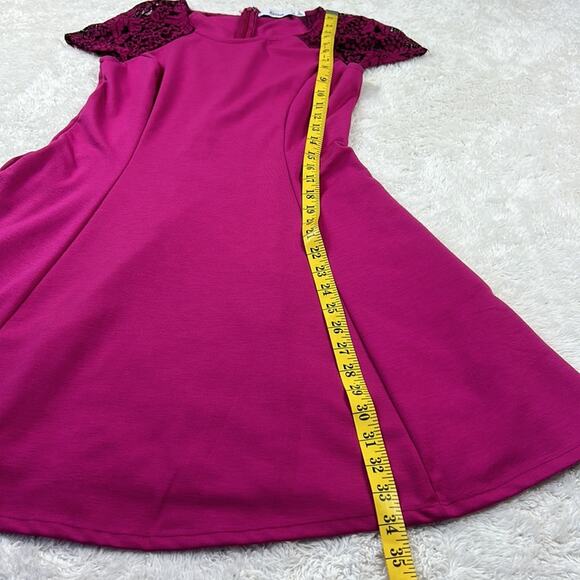 Justfab Magenta fit and flare cap sleeve dress, size small - Picture 4 of 9